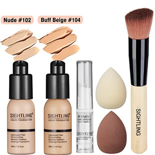 All in One Makeup Kit 12 Colors Eyeshadow Palette, SIGHTLING Foundation, Makeup Brush, Liquid Lipstick, Makeup Sponge, Eyebrow Soap Kit, Winged Eyeliner Stamp, Makeup Sets for Women Full Kit