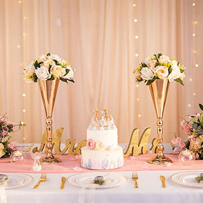 Gold Vase Centerpiece Table Decorations - 2 Pcs Metal Tabletop Flower Stand