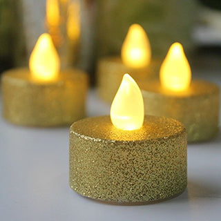 LOGUIDE Battery Operated LED Tea Lights,24 Pack Gold Flameless Votive Tealights Candle with Warm White Flickering light, Small Electric Fake Tea Candle Realistic for Wedding,Table,Festival Celebration