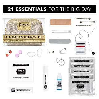 Pinch Provisions Minimergency Kit for Bridesmaids, Includes 21 Emergency Wedding Day Must-Have Essentials, Perfect Bridal Shower and Bridesmaids Proposal Gift - Champagne Glitter