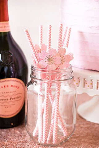 100 pink/gold straws