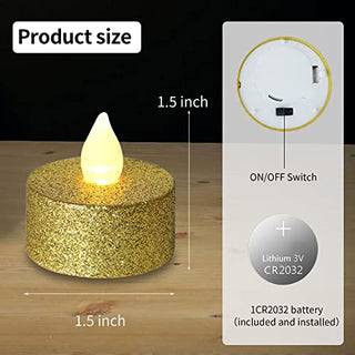 LOGUIDE Battery Operated LED Tea Lights,24 Pack Gold Flameless Votive Tealights Candle with Warm White Flickering light, Small Electric Fake Tea Candle Realistic for Wedding,Table,Festival Celebration