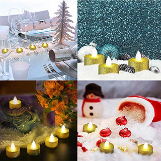 LOGUIDE Battery Operated LED Tea Lights,24 Pack Gold Flameless Votive Tealights Candle with Warm White Flickering light, Small Electric Fake Tea Candle Realistic for Wedding,Table,Festival Celebration